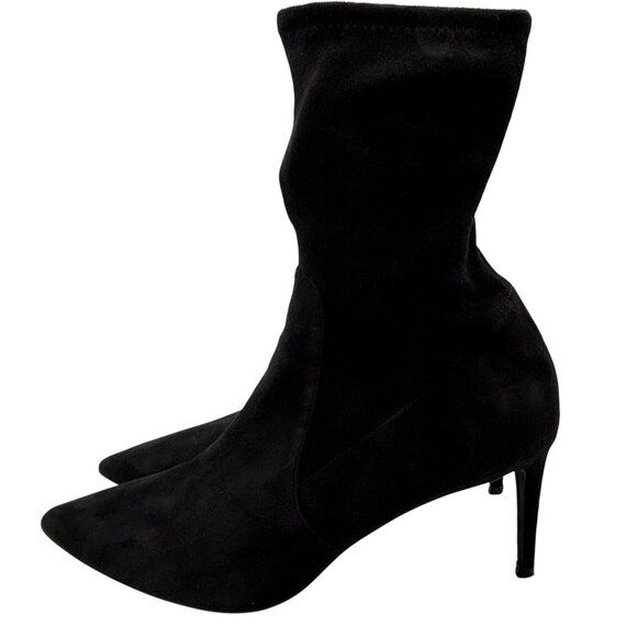 Stuart Weitzman Black Suede Heel Sock Luxury Boot Women Size 10 - Picture 8 of 16